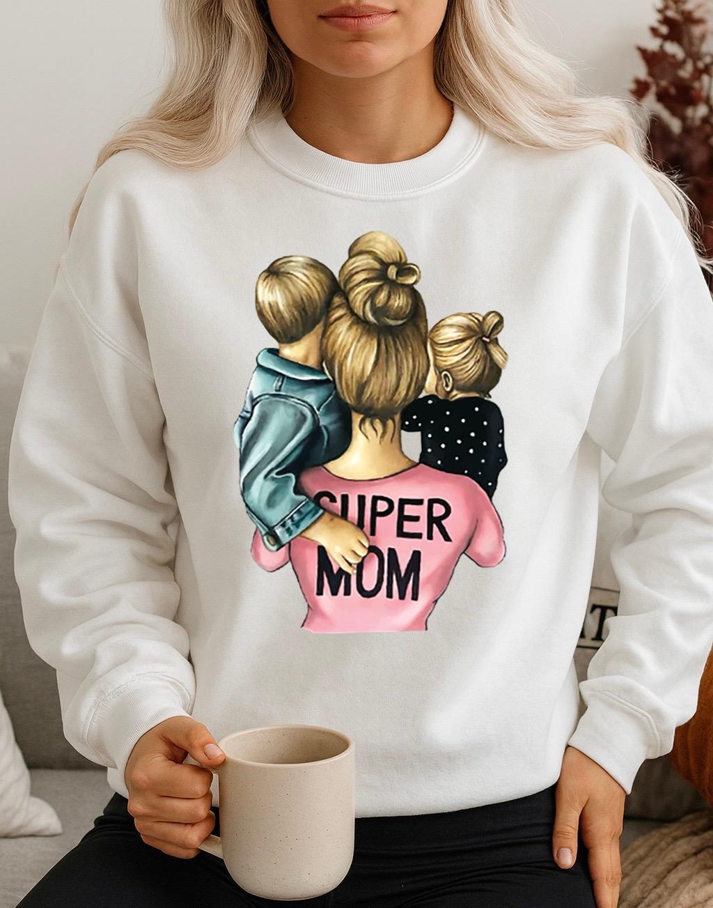 Fehér Blúz 100% pamutból Super mom