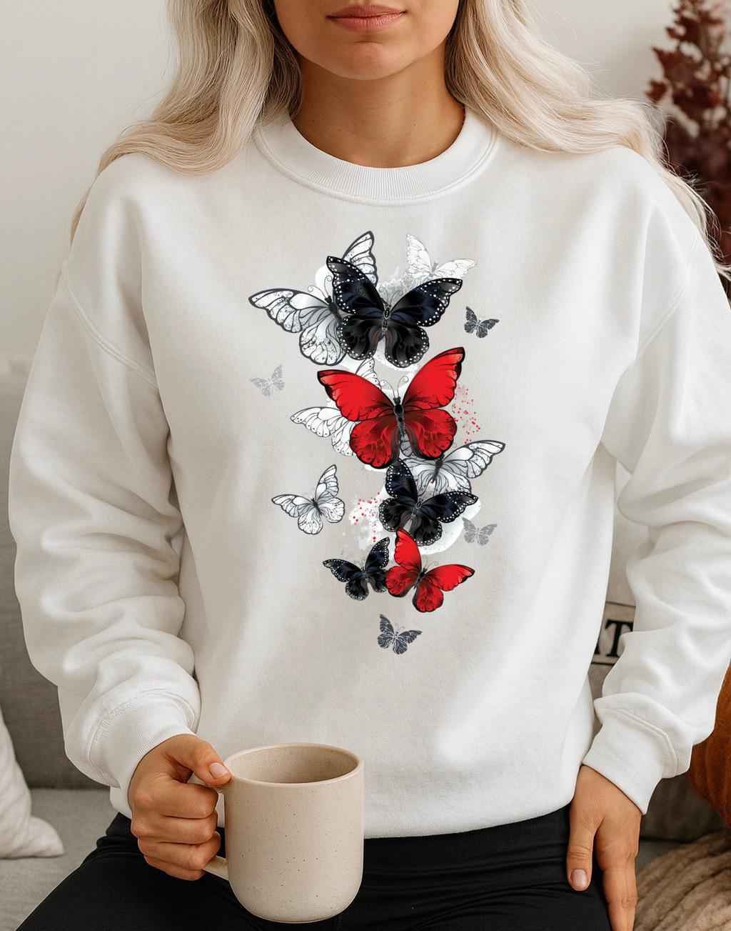 Fehér Blúz 100% pamutból 5 butterflies