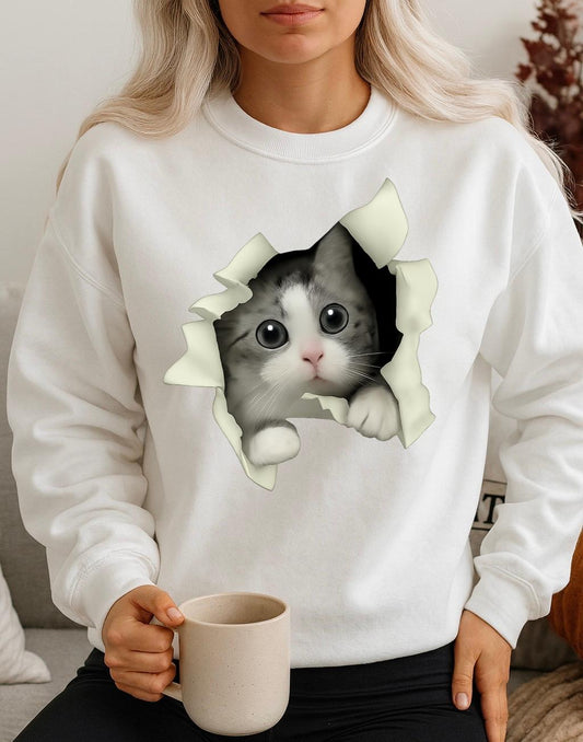 Fehér Blúz100% pamutból Cat