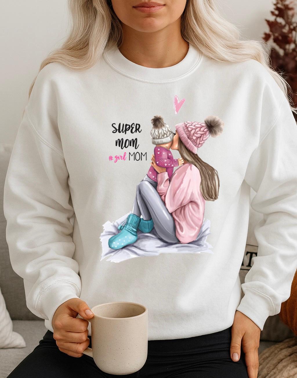 Fehér Blúz 100% pamutból Super mom pink