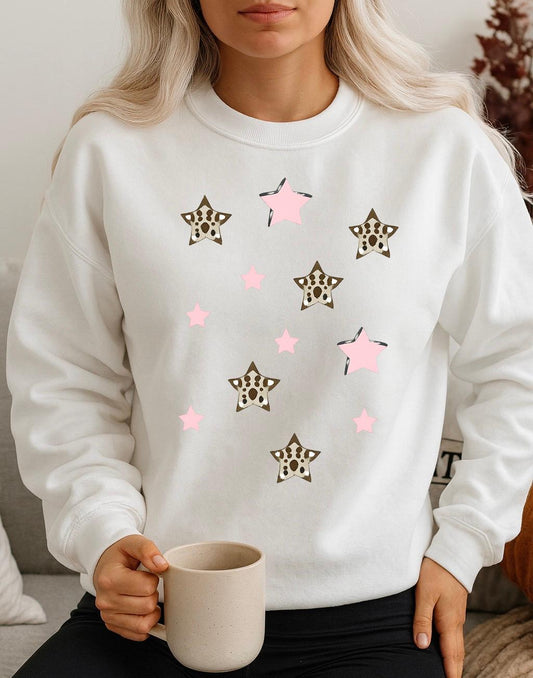Fehér Blúz 100% pamutból Pink stars
