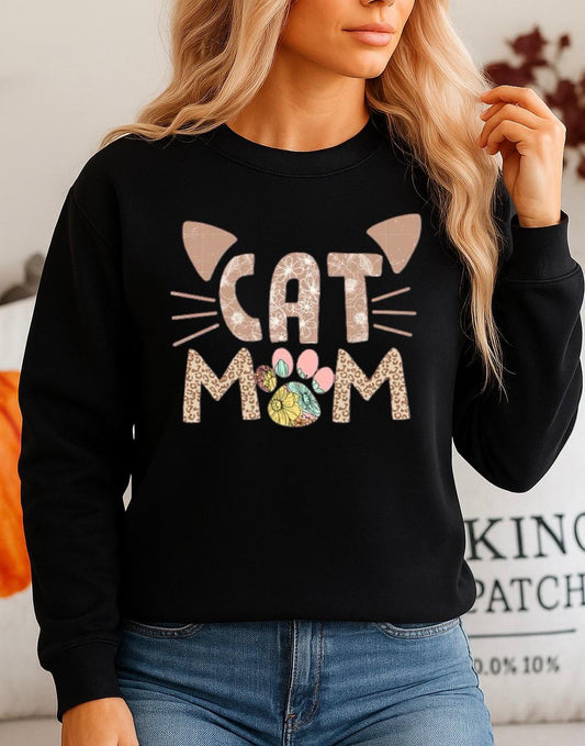 Fekete Blúz 100% pamutból Cat Mom