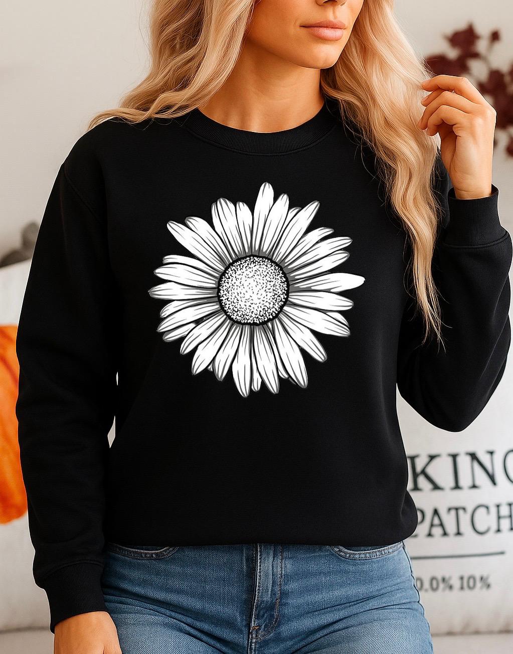 Fekete Blúz 100% pamutból Flower