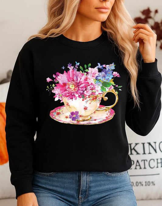 Fekete Blúz 100% pamutból Flower cup