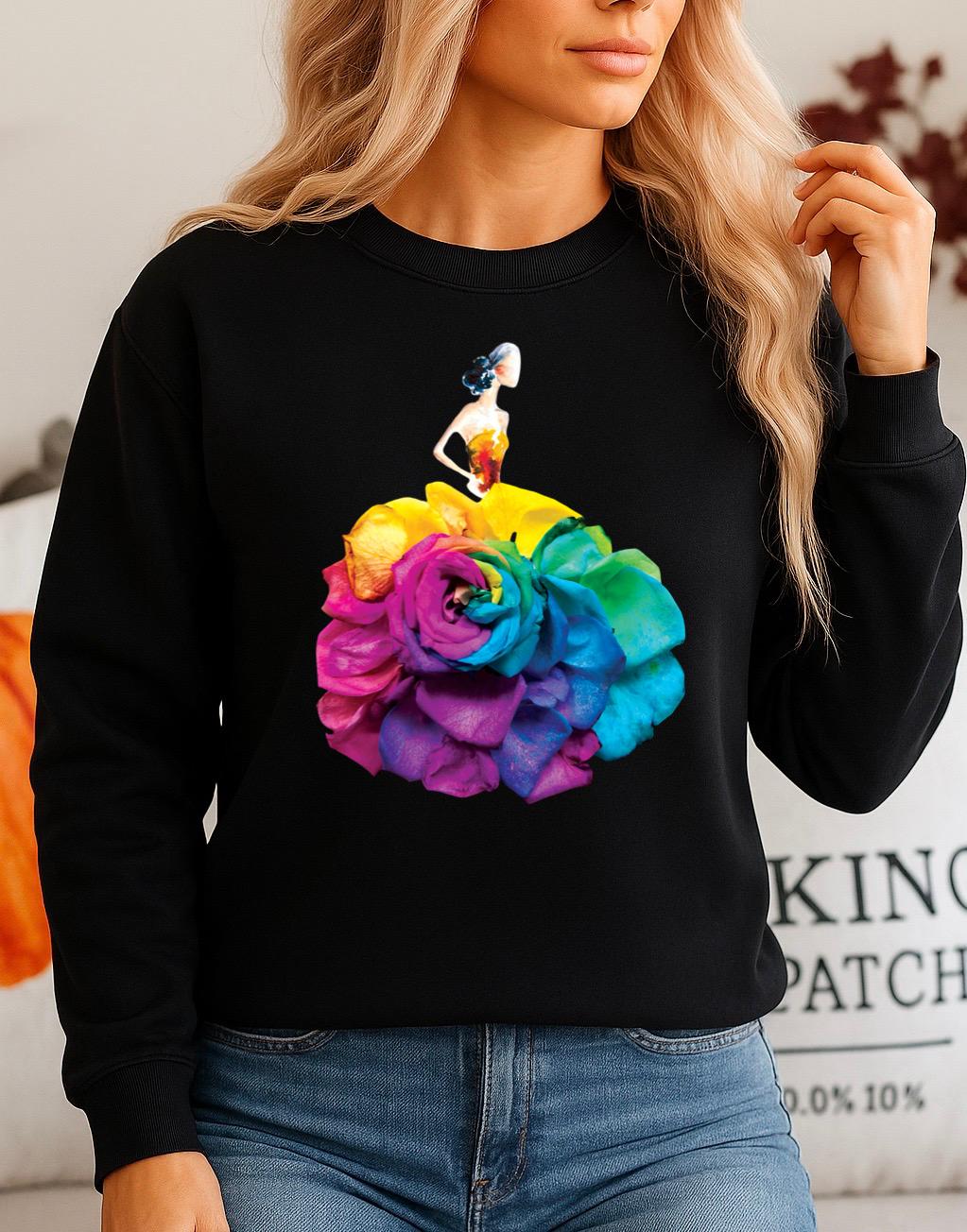 Fekete Blúz 100% pamutból Flower 11