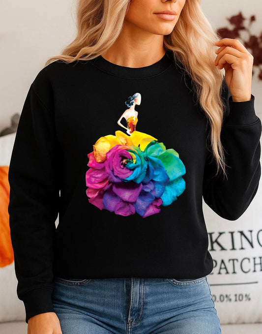Fekete Blúz 100% pamutból Flower 11