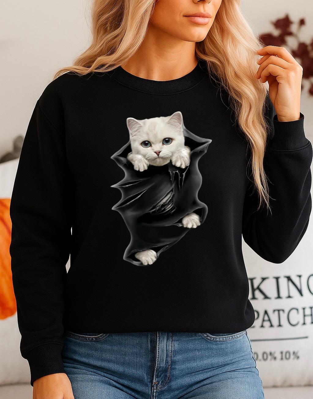 Fekete Blúz 100% pamutból White cat