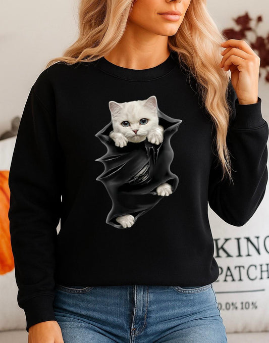 Fekete Blúz 100% pamutból White cat