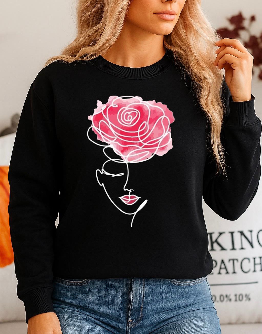 Fekete Blúz 100% pamutból 1 Flower Pink