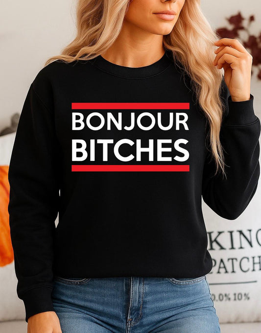 Fekete Blúz 100% pamutból Bonjour Bitches