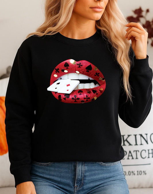 Fekete Blúz 100% pamutból Red Lips