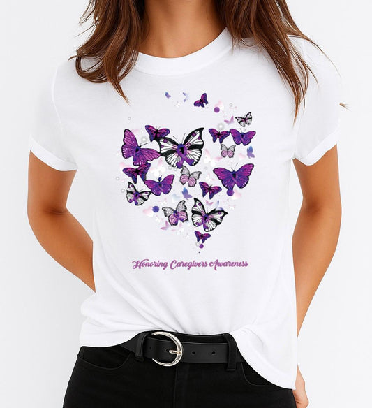 Női póló 100% pamutból Lila Butterfly