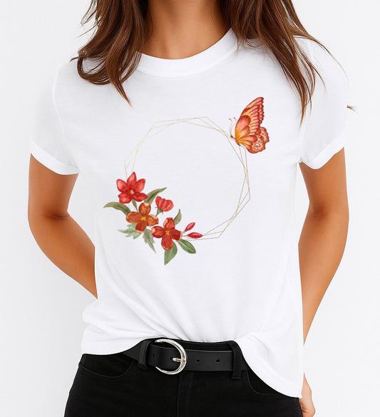 Női póló 100% pamutból Gyűrű Butterfly