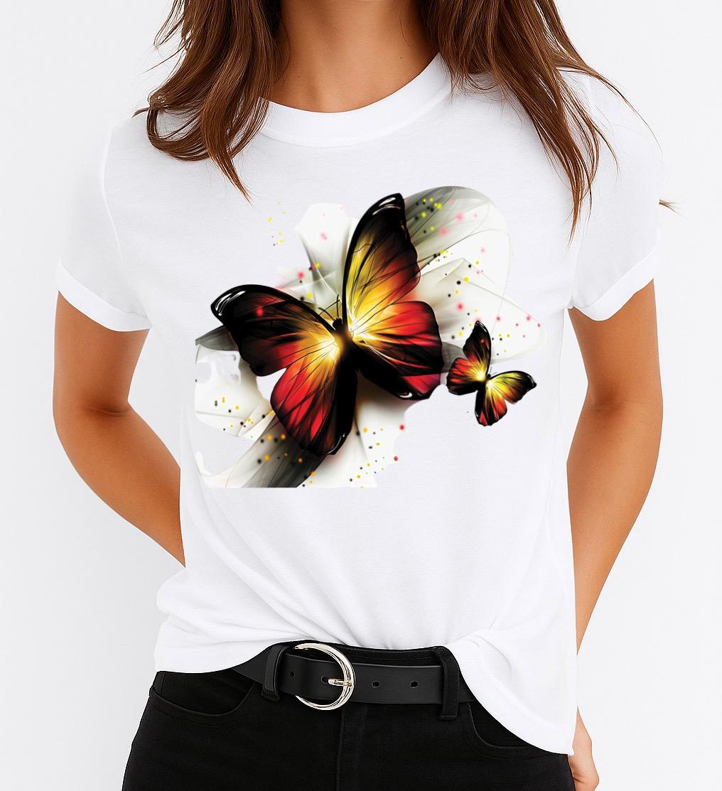 Női póló 100% pamutból SHINING BUTTERFLIES