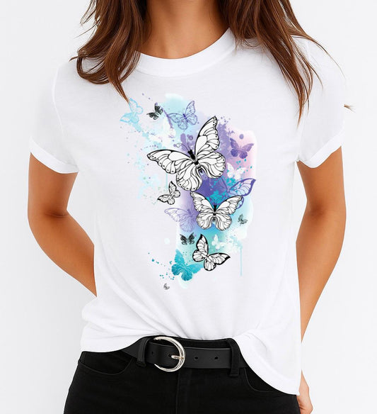 Női póló 100% pamutból Spring Butterflies 6