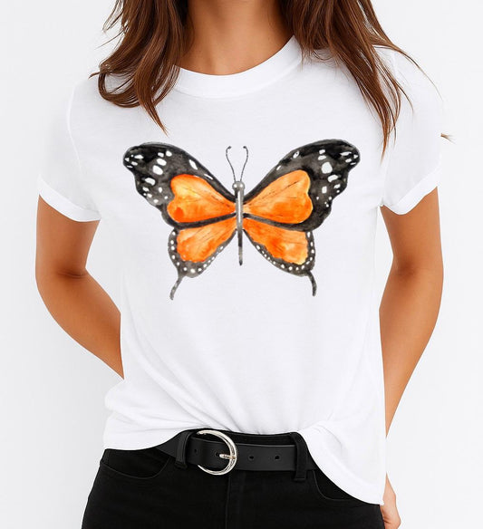 Női póló 100% pamutból Yellow New Butterfly