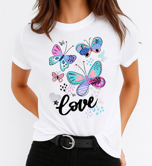 Női póló 100% pamutból Love Butterfly