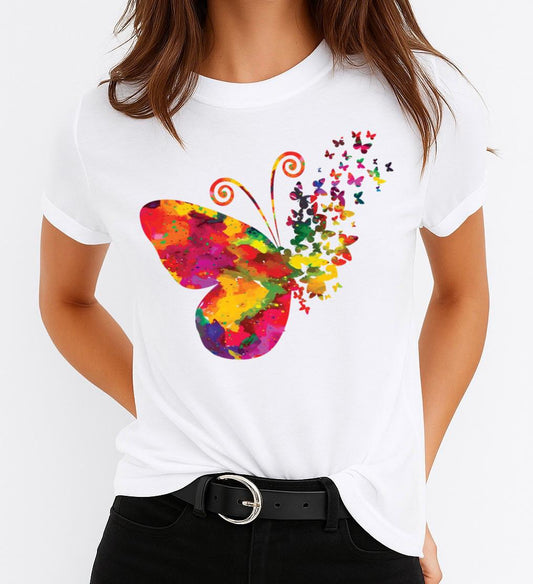 Női póló 100% pamutból Spring Butterfly New