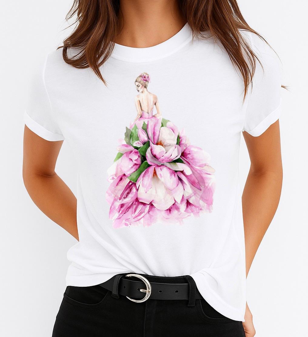 Női póló 100% pamutból Rózsaszín Dress