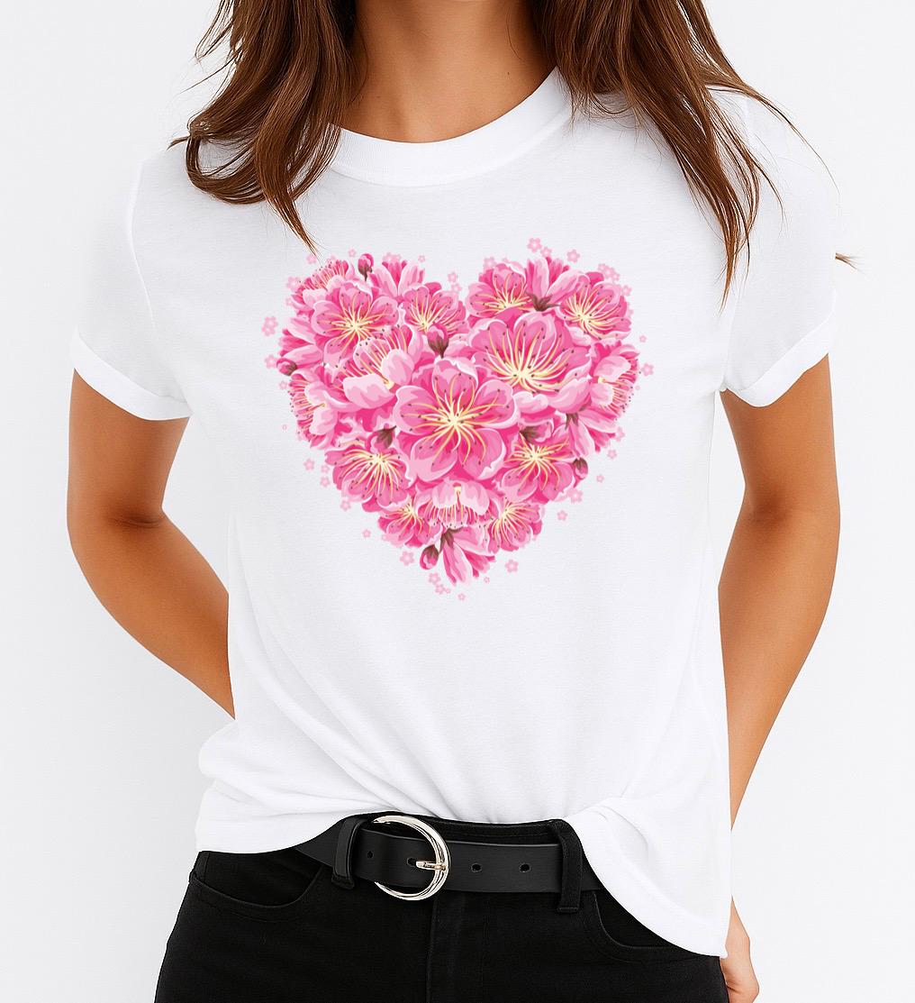 Női póló 100% pamutból Pink Heart 15