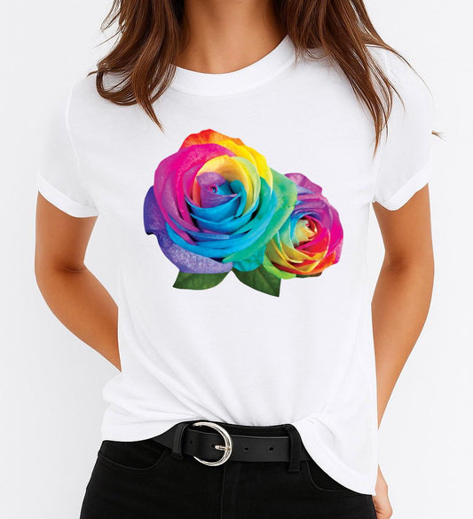 Női póló 100% pamutból White Flowers