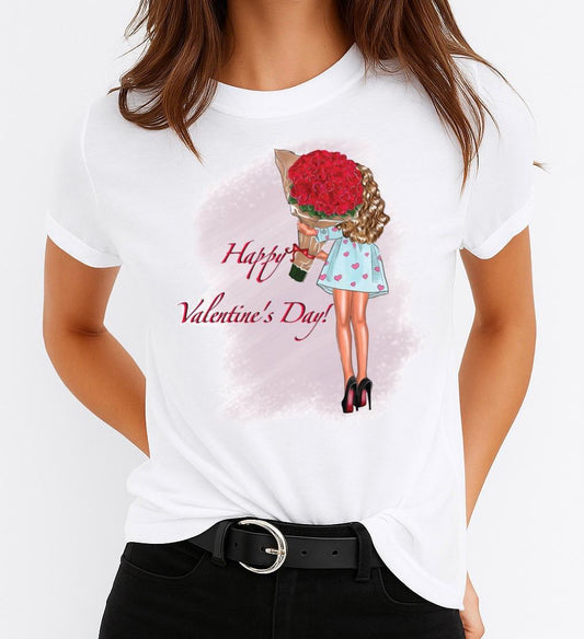 Női póló 100% pamutból Happy V Day