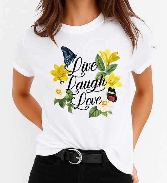 Női póló 100% pamutból Love Laugh Love