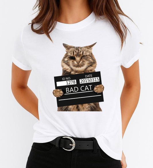 Női póló 100% pamutból Bad Cat