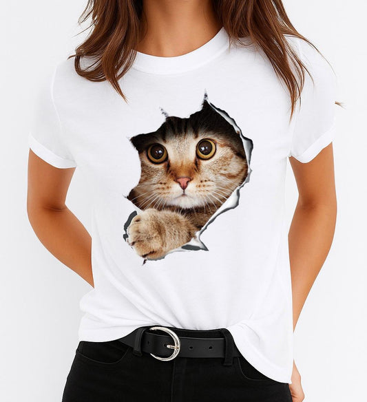 Női póló 100% pamutból Nice Cat