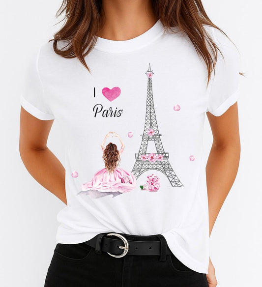 Női póló 100% pamutból I Love Paris