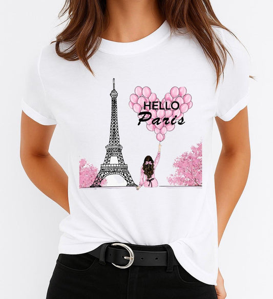 Női póló 100% pamutból Hello Paris
