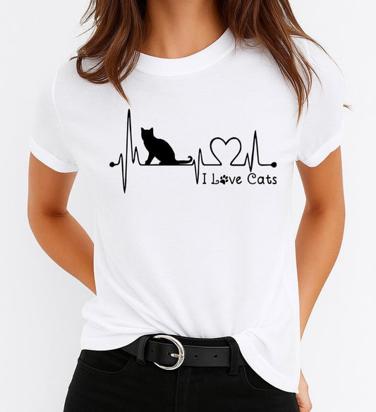 Női póló 100% pamutból I Love Cats