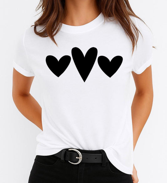 Női póló 100% pamutból 3 Black Hearts