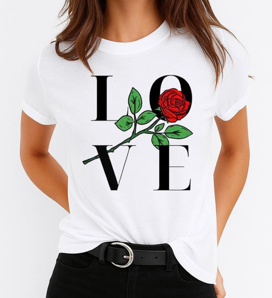 Női póló 100% pamutból Love Rose