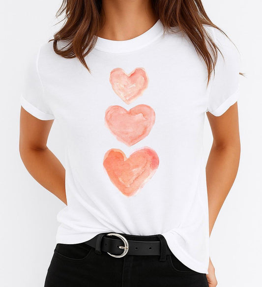 Női póló 100% pamutból 3 Pink Heart