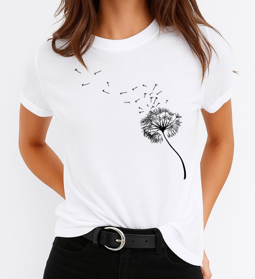 Női póló 100% pamutból 1 Black Flower