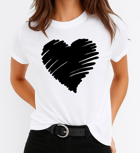 Női póló 100% pamutból Black heart