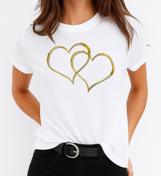 Női póló 100% pamutból 2 Gold Heart