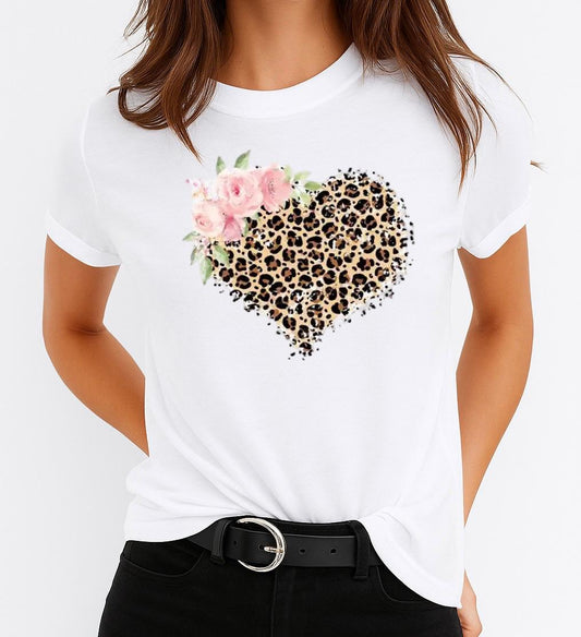 Női póló 100% pamutból Flower Heart