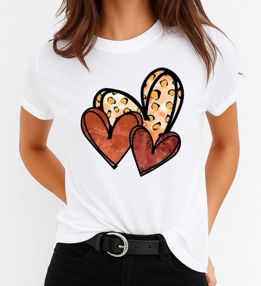 Női póló 100% pamutból 3 Color Hearts