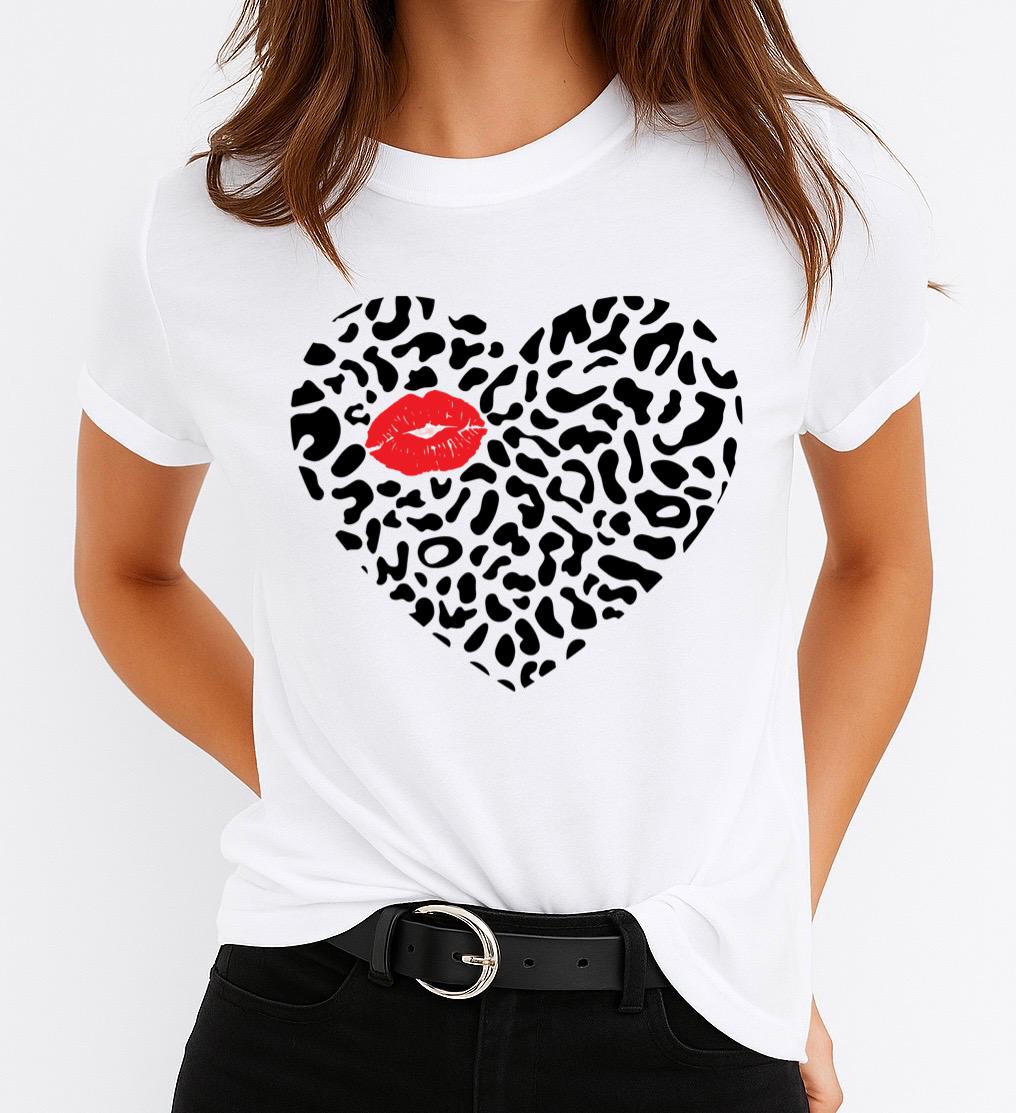 Női póló 100% pamutból Red Kiss Black Heart