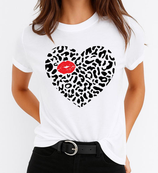Női póló 100% pamutból Red Kiss Black Heart