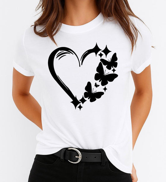 Női póló 100% pamutból Black heart