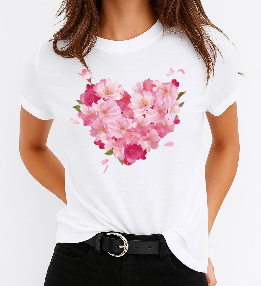 Női póló 100% pamutból Pink Heart 2