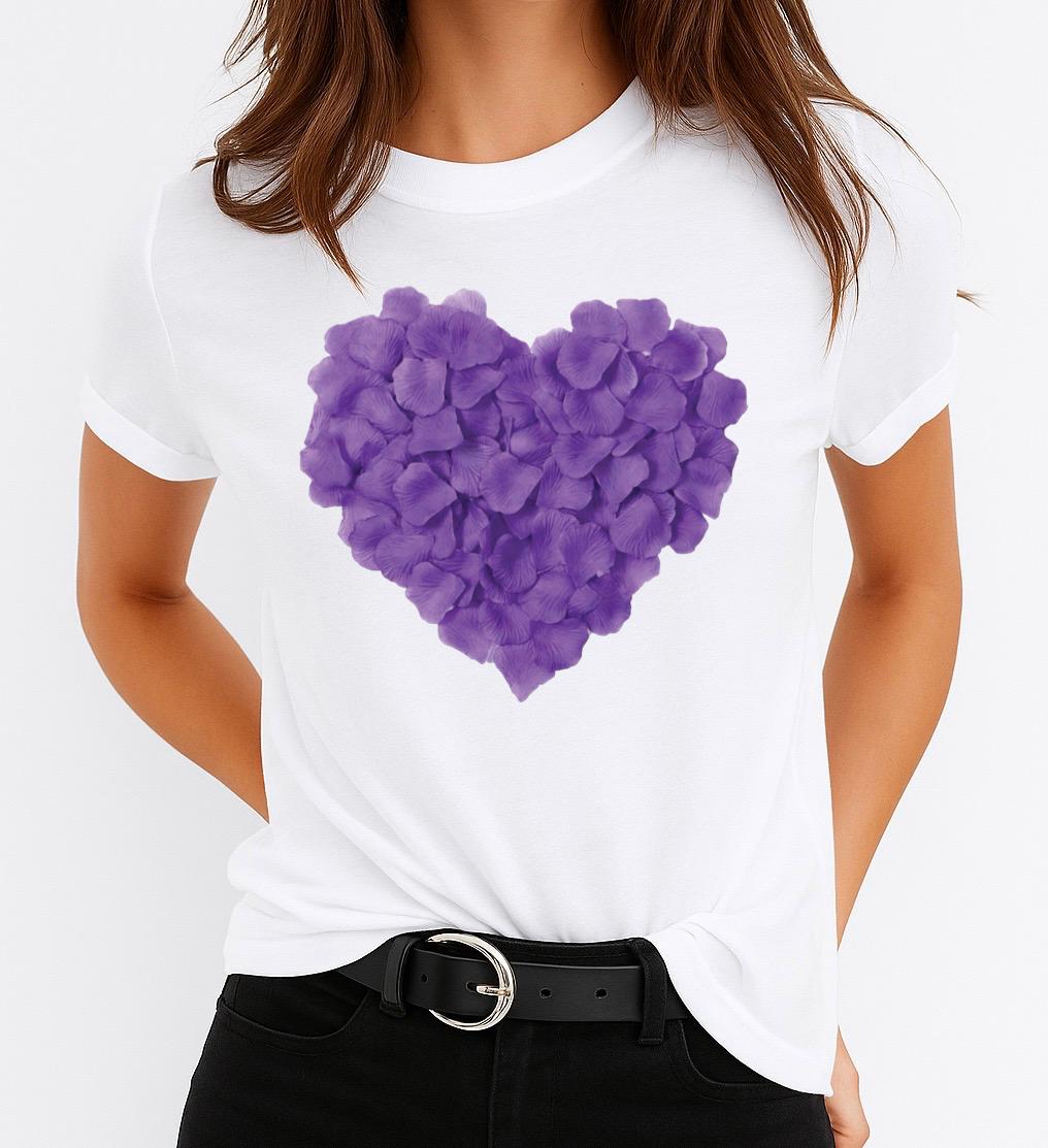 Női póló 100% pamutból Lila Heart