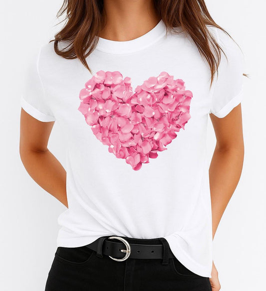 Női póló 100% pamutból Rózsaszín heart