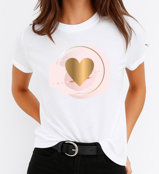 Női póló 100% pamutból Roze Pink Heart